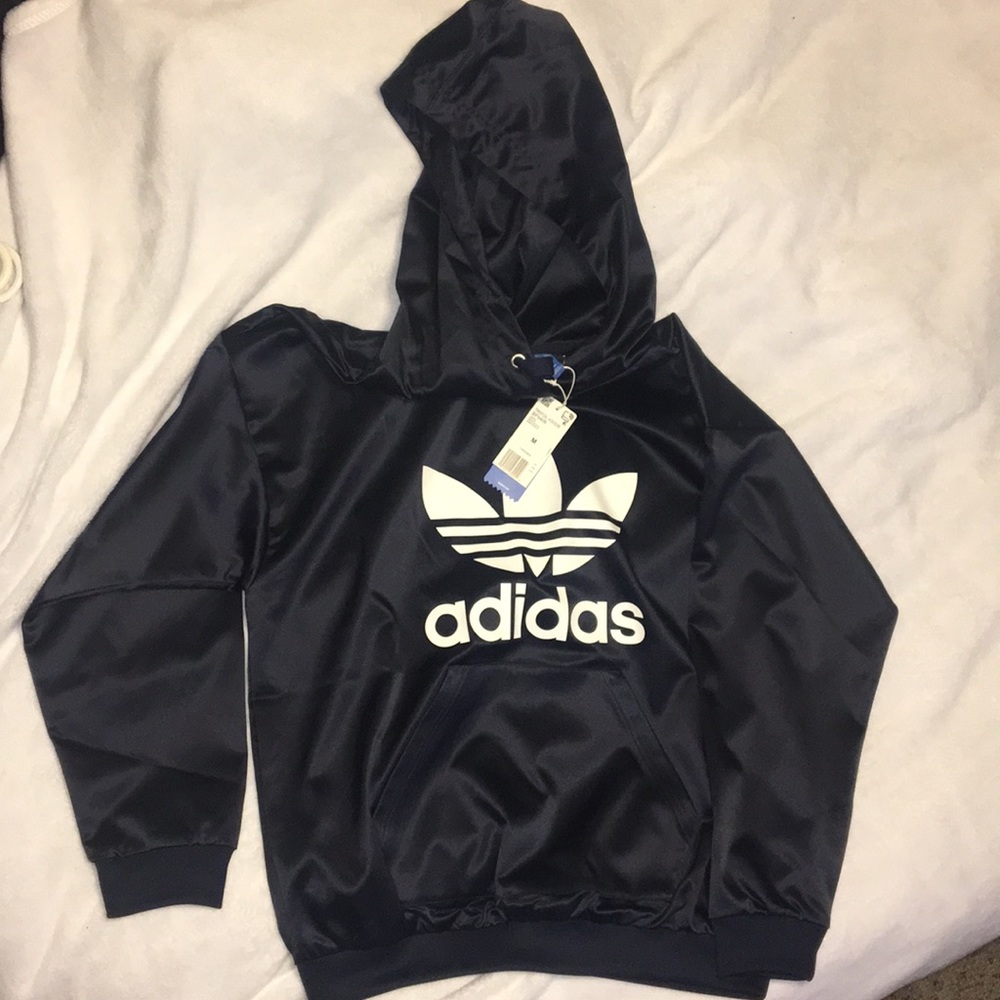 NWT Adidas Dark Navy Trefoil Hoodie BP9406. Med